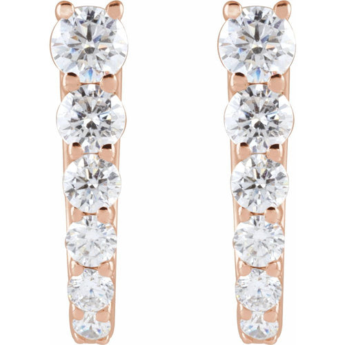 14K Rose Gold 1/2 CTW Lab-Grown Diamond 12.95 mm Hoop Earrings