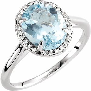 Natural Aquamarine And .06 CTW Natural Diamond Ring (Style 71634)