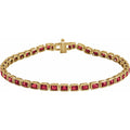 14K Yellow Gold Lab-Grown Ruby Line 7" Bracelet