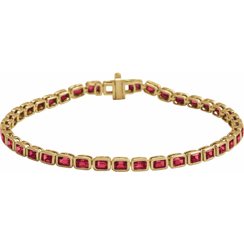 14K Yellow Gold Lab-Grown Ruby Line 7" Bracelet