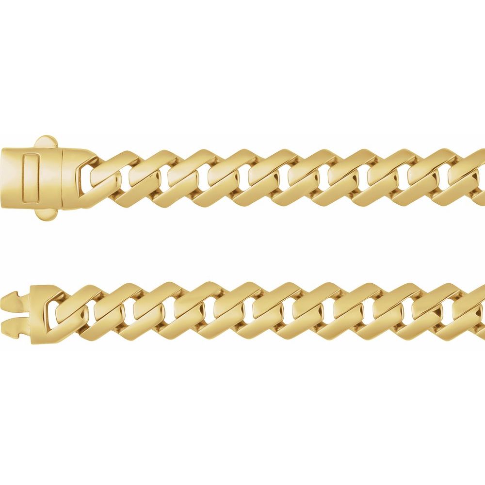 14K Yellow Gold 7.4 mm Monaco Edge Curb 22" Chain