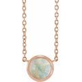 Cabochon Natural White Opal Solitaire Bezel-Set Necklace (Style 87613)