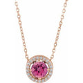 Natural Pink Tourmaline And .05 Ctw Natural Diamond Necklace (Style 86066)