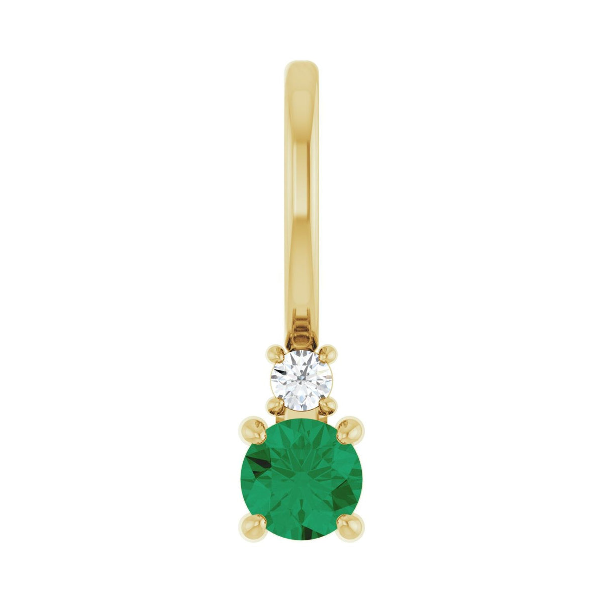 Natural Emerald And .02 Ct Natural Diamond Charm/Pendant (Style 88002)