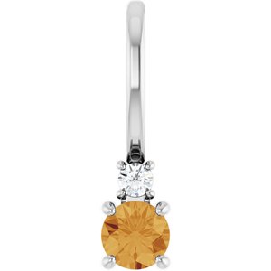Natural Citrine And .02 Ct Natural Diamond Charm/Pendant (Style 88002)