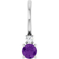 Natural Amethyst And .02 Ct Natural Diamond Charm/Pendant (Style 88002)