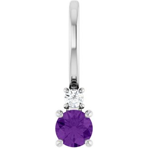 Natural Amethyst And .02 Ct Natural Diamond Charm/Pendant (Style 88002)
