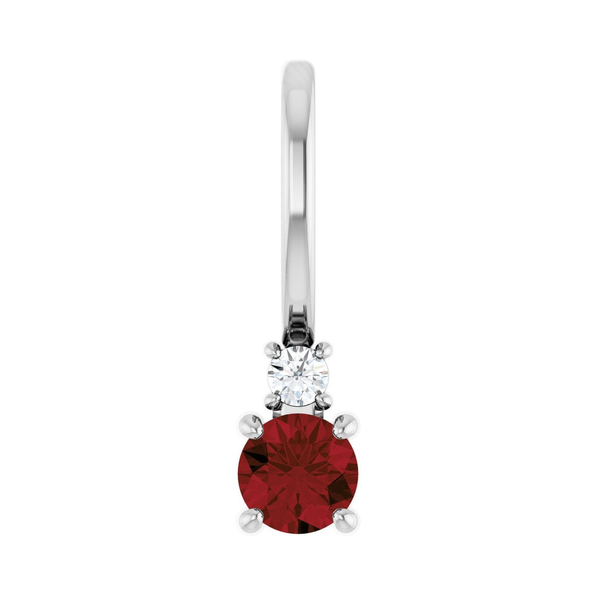 Natural Mozambique Garnet And .02 Ct Natural Diamond Charm/Pendant (Style 88002)
