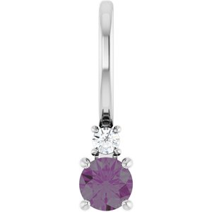 Natural Alexandrite And .02 Ct Natural Diamond Charm/Pendant (Style 88002)