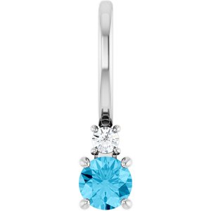 Natural Aquamarine And .02 Ct Natural Diamond Charm/Pendant (Style 88002)