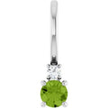Natural Peridot And .02 Ct Natural Diamond Charm/Pendant (Style 88002)