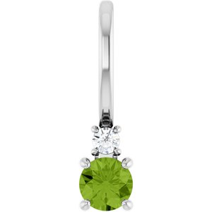 Natural Peridot And .02 Ct Natural Diamond Charm/Pendant (Style 88002)