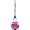 Natural Pink Tourmaline And .02 Ct Natural Diamond Charm/Pendant (Style 88002)