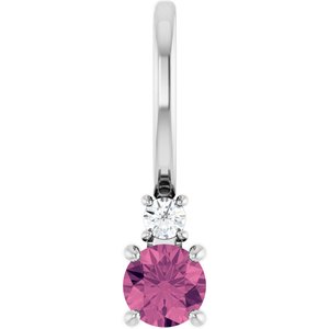 Natural Pink Tourmaline And .02 Ct Natural Diamond Charm/Pendant (Style 88002)