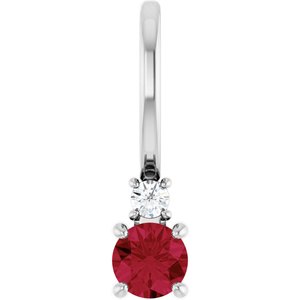 Natural Ruby And .02 Ct Natural Diamond Charm/Pendant (Style 88002)