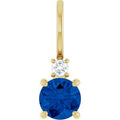 Natural Blue Sapphire And .03 Ct Natural Diamond Charm/Pendant (Style 88002)