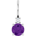 Natural Amethyst And .03 Ct Natural Diamond Charm/Pendant (Style 88002)