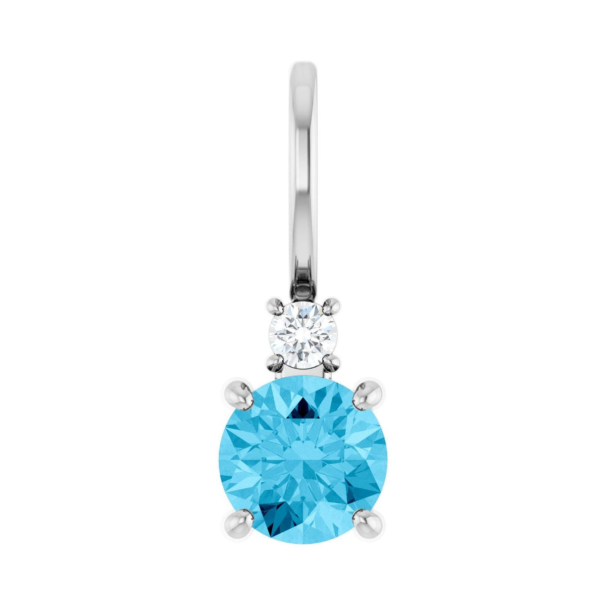 Natural Aquamarine And .03 Ct Natural Diamond Charm/Pendant (Style 88002)