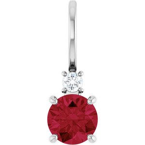 Natural Ruby And .03 Ct Natural Diamond Charm/Pendant (Style 88002)