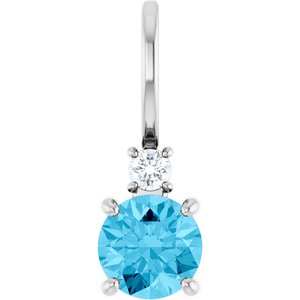 Natural Aquamarine And .03 Ct Natural Diamond Charm/Pendant (Style 88002)