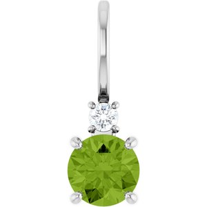 Natural Peridot And .03 Ct Natural Diamond Charm/Pendant (Style 88002)