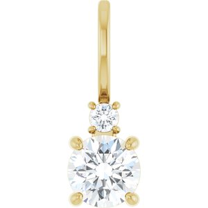 Natural White Sapphire And .03 Ct Natural Diamond Charm/Pendant (Style 88002)
