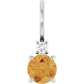 Natural Citrine And .03 Ct Natural Diamond Charm/Pendant (Style 88002)
