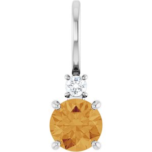 Natural Citrine And .03 Ct Natural Diamond Charm/Pendant (Style 88002)