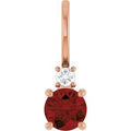 Natural Mozambique Garnet And .03 Ct Natural Diamond Charm/Pendant (Style 88002)