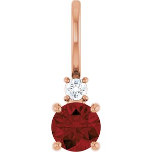 Natural Mozambique Garnet And .03 Ct Natural Diamond Charm/Pendant (Style 88002)