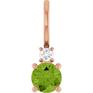 Natural Peridot And .03 Ct Natural Diamond Charm/Pendant (Style 88002)