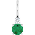 Natural Emerald And .03 Ct Natural Diamond Charm/Pendant (Style 88002)