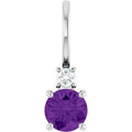 Natural Amethyst And .03 Ct Natural Diamond Charm/Pendant (Style 88002)