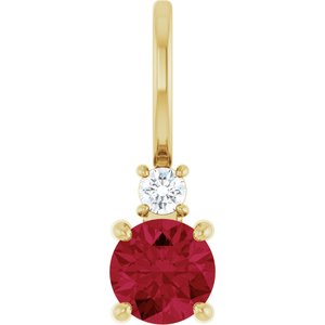 Natural Ruby And .03 Ct Natural Diamond Charm/Pendant (Style 88002)