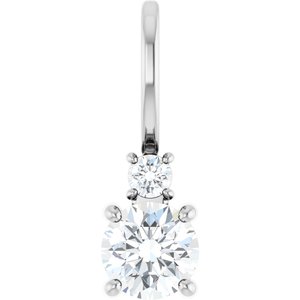 Natural White Sapphire And .03 Ct Natural Diamond Charm/Pendant (Style 88002)