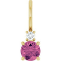 Natural Pink Tourmaline And .03 Ct Natural Diamond Charm/Pendant (Style 88002)