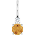 Natural Citrine And .03 Ct Natural Diamond Charm/Pendant (Style 88002)