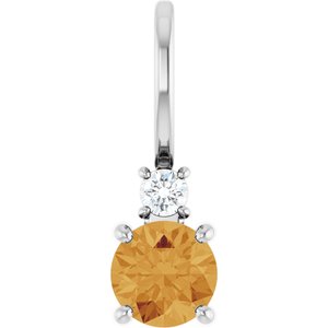 Natural Citrine And .03 Ct Natural Diamond Charm/Pendant (Style 88002)