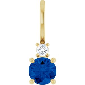 Natural Blue Sapphire And .03 Ct Natural Diamond Charm/Pendant (Style 88002)