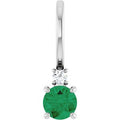 Natural Emerald And .02 Ct Natural Diamond Charm/Pendant (Style 88002)