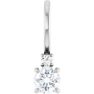 Natural White Sapphire And .02 Ct Natural Diamond Charm/Pendant (Style 88002)