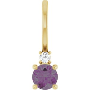 Natural Alexandrite And .02 Ct Natural Diamond Charm/Pendant (Style 88002)