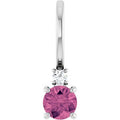 Natural Pink Tourmaline And .02 Ct Natural Diamond Charm/Pendant (Style 88002)
