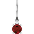 Natural Mozambique Garnet And .02 Ct Natural Diamond Charm/Pendant (Style 88002)