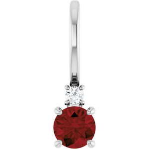 Natural Mozambique Garnet And .02 Ct Natural Diamond Charm/Pendant (Style 88002)
