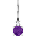 Natural Amethyst And .02 Ct Natural Diamond Charm/Pendant (Style 88002)