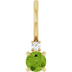 Natural Peridot And .02 Ct Natural Diamond Charm/Pendant (Style 88002)