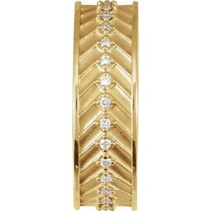 14K Gold Men's 7mm Diamond Wedding Band