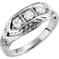 14K White Gold 1/2 CTW Natural Diamond Three-Stone Leaf Ring (Style 122226)
