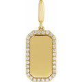 Jubilee 14K Yellow Gold Engravable 16 Ctw Natural Diamond Dog Tag Charmpendant